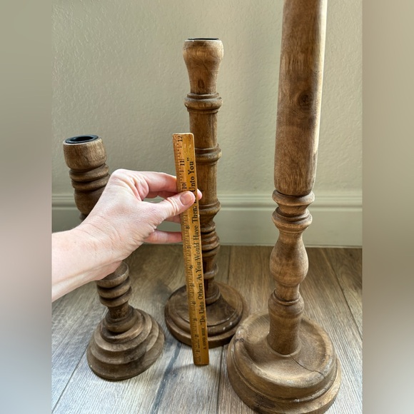 Magnolia Home Rustic Wooden Candle Holders Set of 3 French Farmhouse Modern - Picture 14 of 16